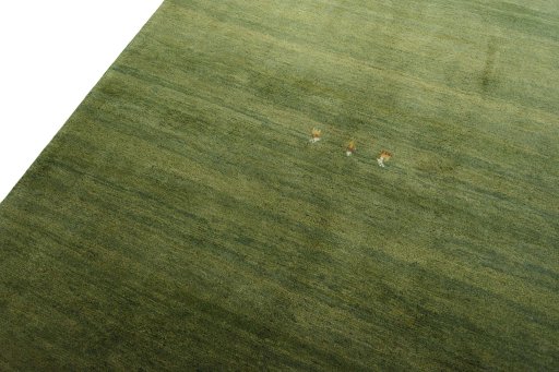 Backside of handmade New Persian Gabbeh rug showing knot structure and weave density