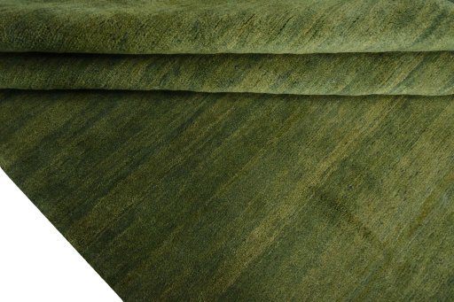 Full view of New Persian Gabbeh rug from Iran / Persia, 243 × 165 cm in Green tones