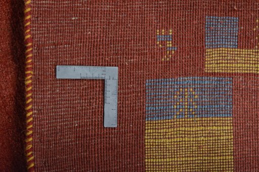Close-up detail of New Persian Gabbeh rug from Iran / Persia showing Wool weave