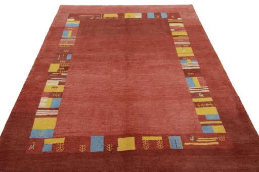 Surface texture of New Persian Gabbeh rug with natural Wool and intricate pattern