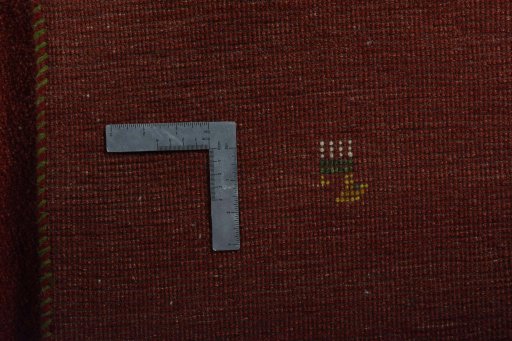 Close-up detail of New Persian Gabbeh rug from Iran / Persia showing Wool weave