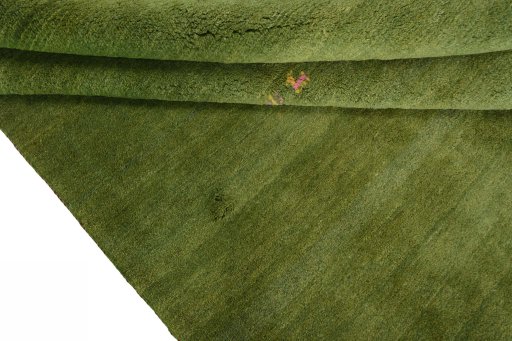 Full view of New Persian Gabbeh rug from Iran / Persia, 209 × 163 cm in Green tones