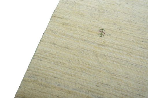 Backside of handmade New Persian Gabbeh rug showing knot structure and weave density