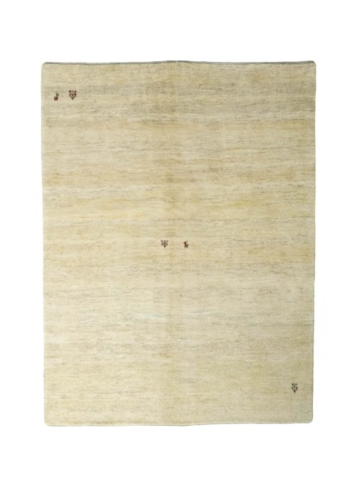 Full view of New Persian Gabbeh rug from Iran / Persia, 240 × 180 cm in Beige tones