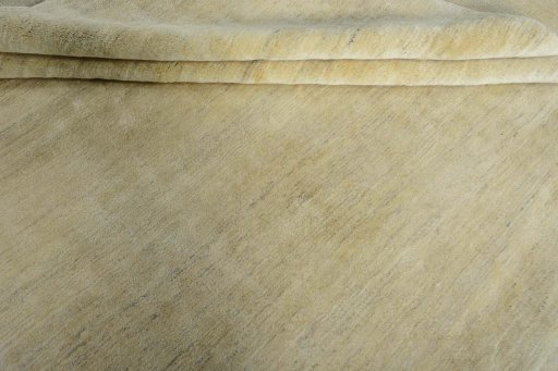 Full view of New Persian Gabbeh rug from Iran / Persia, 351 × 261 cm in Beige tones