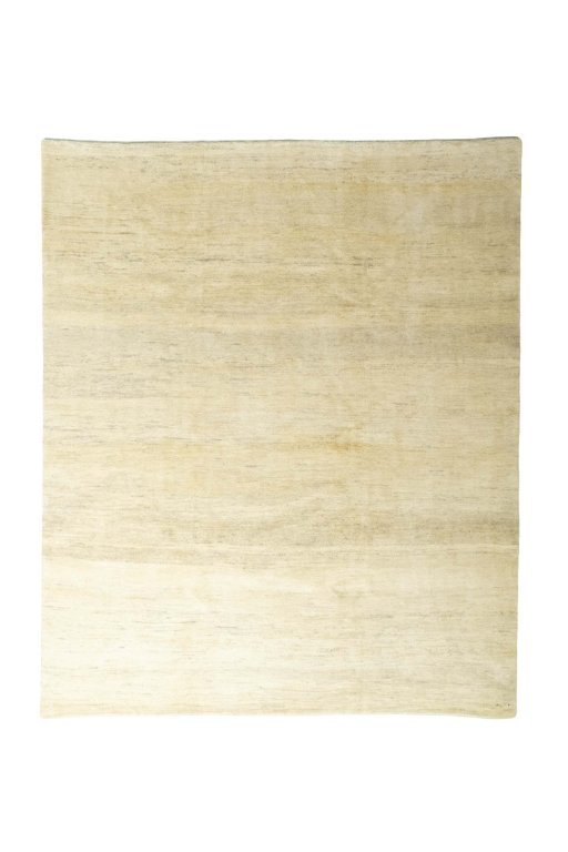 Full view of New Persian Gabbeh rug from Iran / Persia, 301 × 250 cm in Beige tones