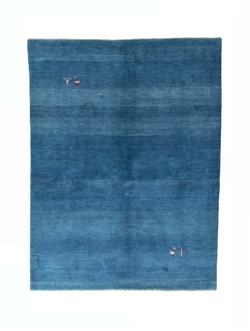 Full view of New Persian Gabbeh rug from Iran / Persia, 195 × 150 cm in Blue tones