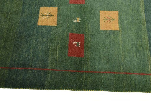 Close-up detail of New Persian Gabbeh rug from Iran / Persia showing Wool weave