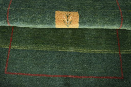 Full view of New Persian Gabbeh rug from Iran / Persia, 126 × 81 cm in Green tones