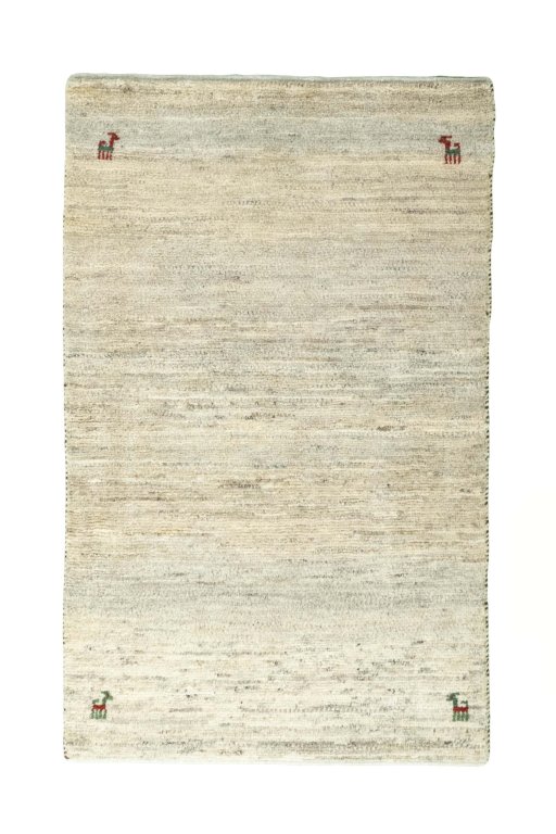 Full view of New Persian Gabbeh rug from Iran / Persia, 135 × 83 cm in Beige tones