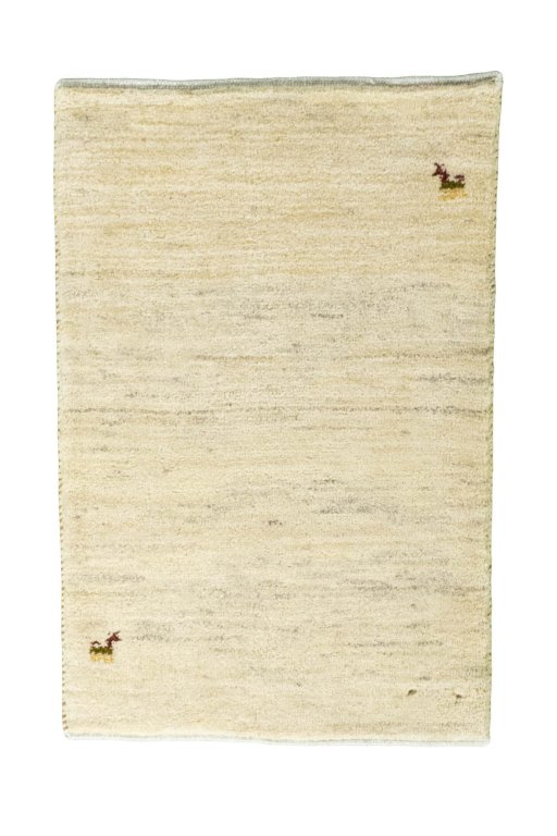 Full view of New Persian Gabbeh rug from Iran / Persia, 92 × 60 cm in Beige tones
