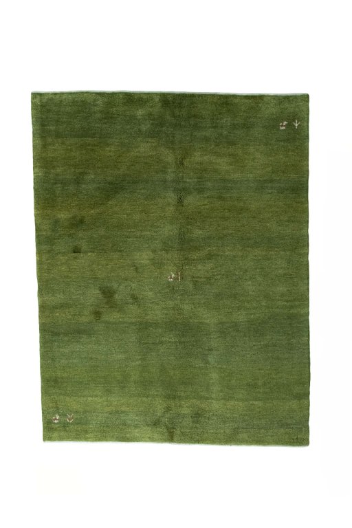 Full view of New Persian Gabbeh rug from Iran / Persia, 207 × 160 cm in Green tones