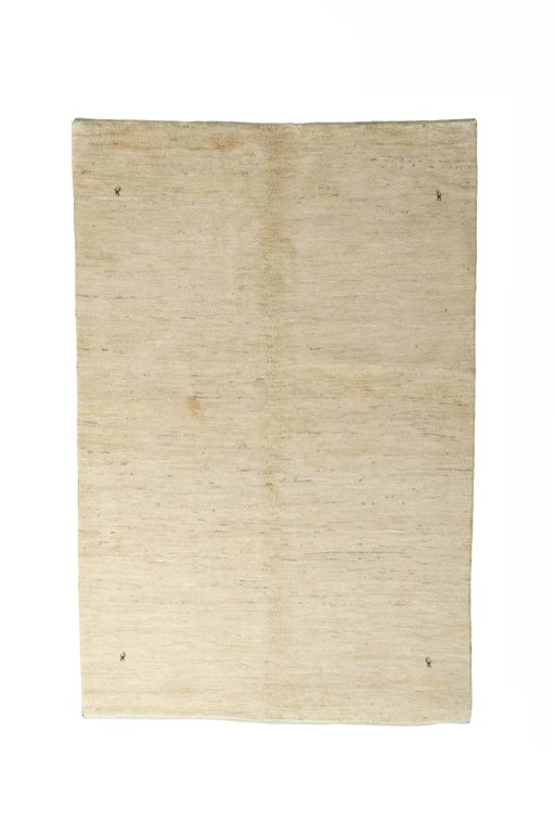 Full view of New Persian Gabbeh rug from Iran / Persia, 255 × 170 cm in Beige tones