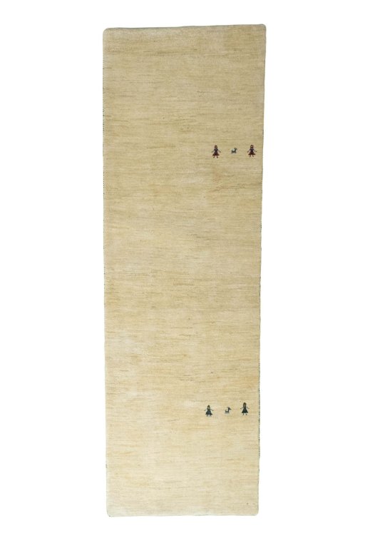 Full view of New Persian Gabbeh rug from Iran / Persia, 303 × 98 cm in Beige tones