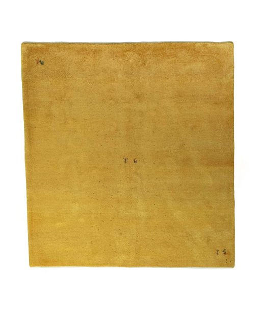 Full view of New Persian Gabbeh rug from Iran / Persia, 216 × 200 cm in Yellow tones