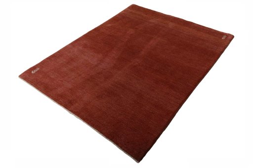 Corner detail of New Persian Gabbeh rug showing border pattern and Wool pile