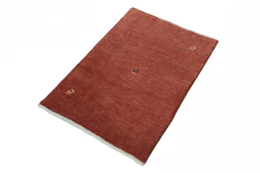 Corner detail of New Persian Gabbeh rug showing border pattern and Wool pile