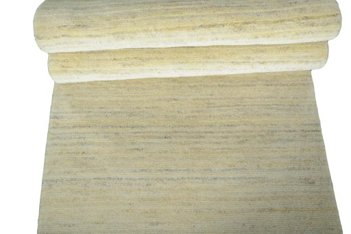 Full view of New Persian Gabbeh rug from Iran / Persia, 204 × 82 cm in Beige tones