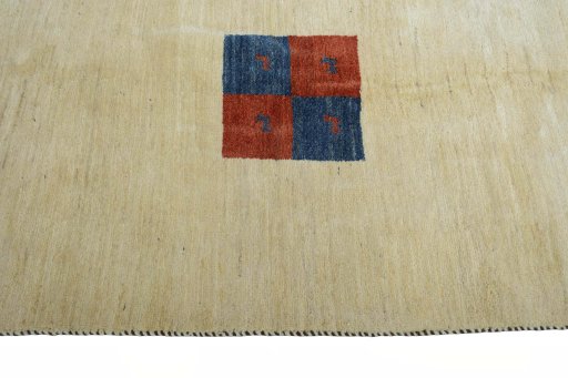 Close-up detail of New Persian Gabbeh rug from Iran / Persia showing Wool weave