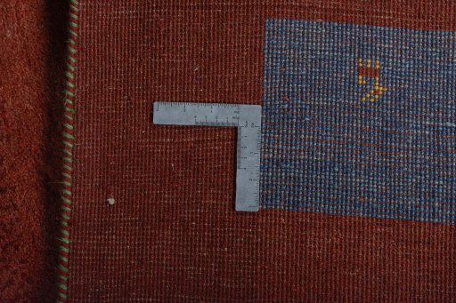 Close-up detail of New Persian Gabbeh rug from Iran / Persia showing Wool weave