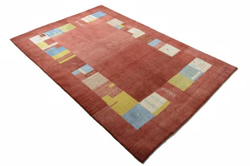 Close-up detail of New Persian Gabbeh rug from Iran / Persia showing Wool weave