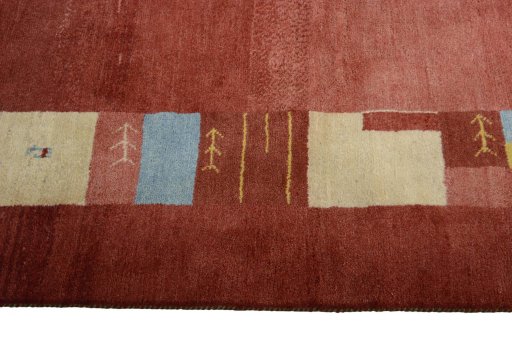Close-up detail of New Persian Gabbeh rug from Iran / Persia showing Wool weave