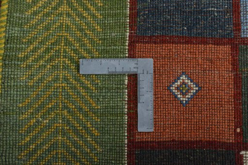 Close-up detail of New Persian Gabbeh rug from Iran / Persia showing Wool weave