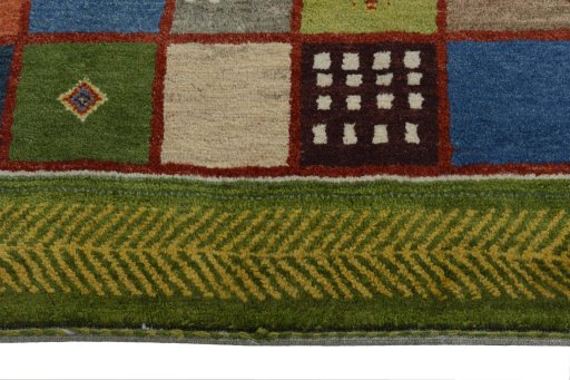 Central medallion detail of New Persian Gabbeh rug from Iran / Persia