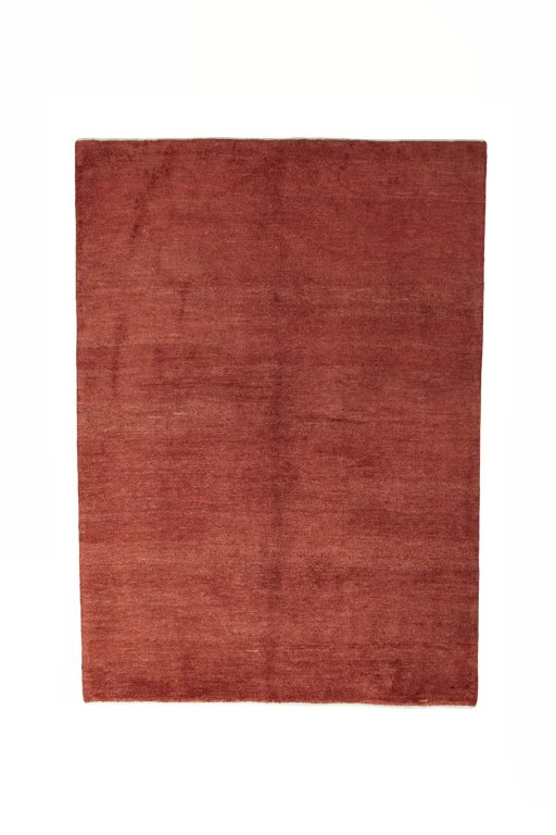 Full view of New Persian Gabbeh rug from Iran / Persia, 241 × 172 cm in Red tones
