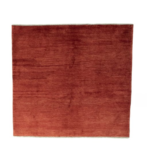 Full view of New Persian Gabbeh rug from Iran / Persia, 193 × 205 cm in Red tones