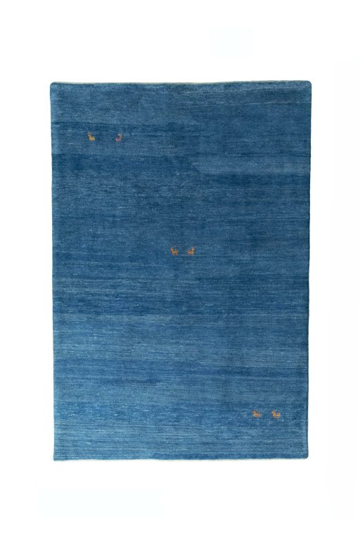 Full view of New Persian Gabbeh rug from Iran / Persia, 221 × 151 cm in Blue tones