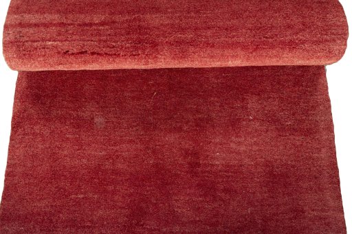 Full view of New Persian Gabbeh rug from Iran / Persia, 193 × 77 cm in Red tones