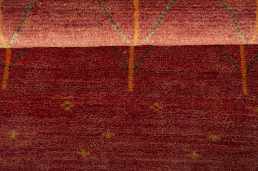 Full view of New Persian Gabbeh rug from Iran / Persia, 126 × 78 cm in Red tones