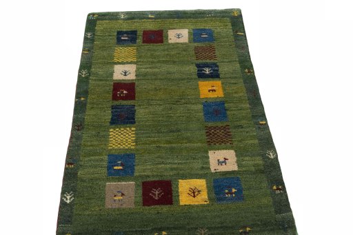 Surface texture of New Persian Gabbeh rug with natural Wool and intricate pattern