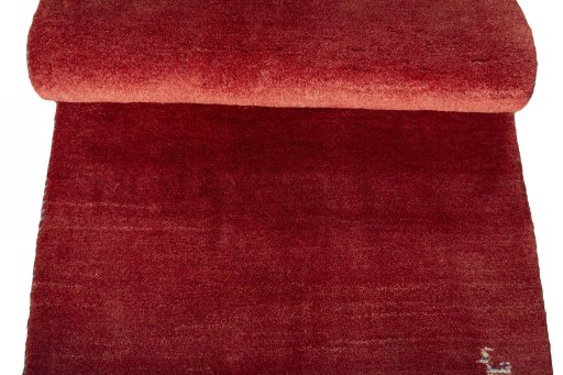 Full view of New Persian Gabbeh rug from Iran / Persia, 147 × 71 cm in Red tones