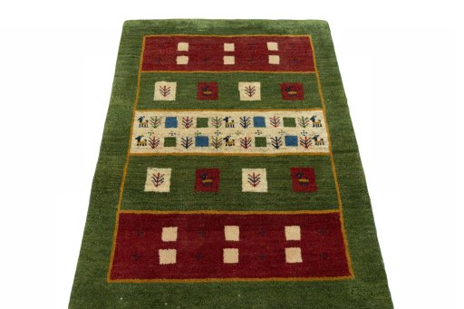 Surface texture of New Persian Gabbeh rug with natural Wool and intricate pattern