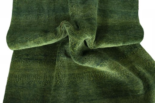 Corner detail of New Persian Gabbeh rug showing border pattern and Wool pile