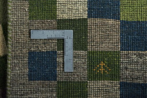 Close-up detail of New Persian Gabbeh rug from Iran / Persia showing Wool weave