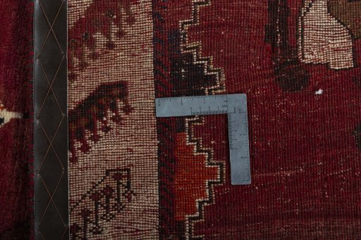 Close-up detail of 2000s Persian Gabbeh rug from Iran / Persia showing Wool weave