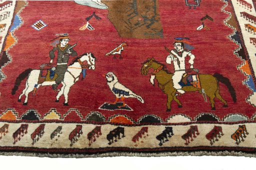 Central medallion detail of 2000s Persian Gabbeh rug from Iran / Persia