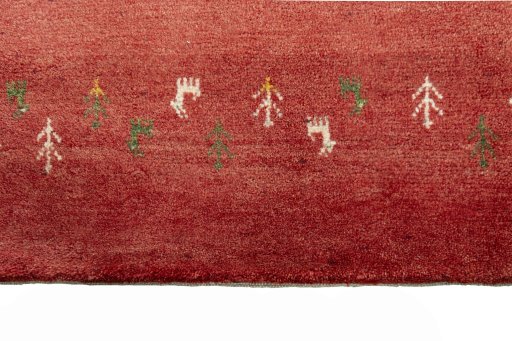 Close-up detail of New Persian Gabbeh rug from Iran / Persia showing Wool weave