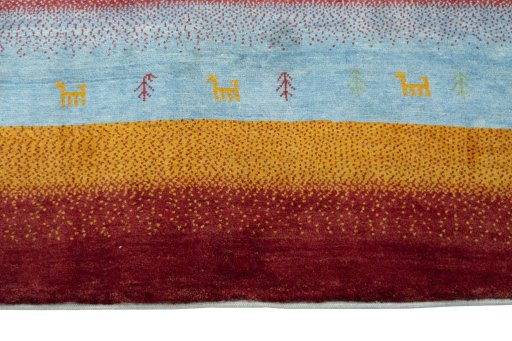 Central medallion detail of New Persian Gabbeh rug from Iran / Persia