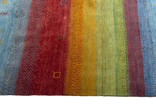 Close-up detail of New Persian Gabbeh rug from Iran / Persia showing Wool weave