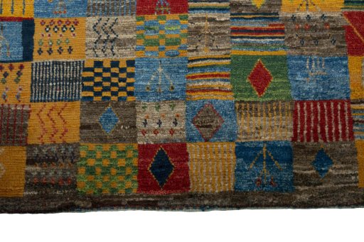Central medallion detail of New Persian Gabbeh rug from Iran / Persia