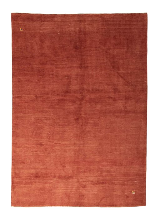 Full view of New Persian Gabbeh rug from Iran / Persia, 291 × 205 cm in Red tones