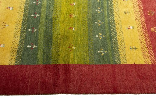 Close-up detail of New Persian Gabbeh rug from Iran / Persia showing Wool weave