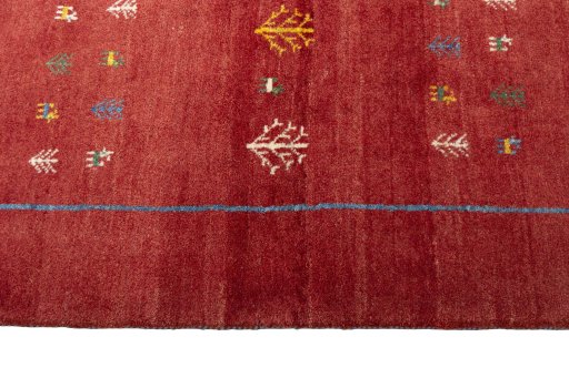 Close-up detail of New Persian Gabbeh rug from Iran / Persia showing Wool weave