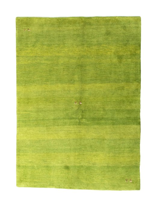 Full view of New Persian Gabbeh rug from Iran / Persia, 245 × 178 cm in Green tones