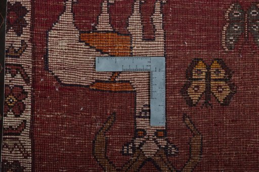 Close-up detail of 2000s Persian Gabbeh rug from Iran / Persia showing Wool weave