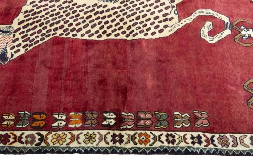 Close-up detail of 2000s Persian Gabbeh rug from Iran / Persia showing Wool weave